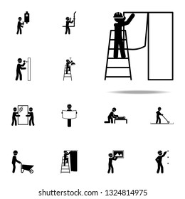 worker glues wallpaper icon. Construction People icons universal set for web and mobile