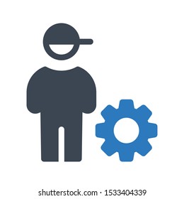 worker glyph color vector icon