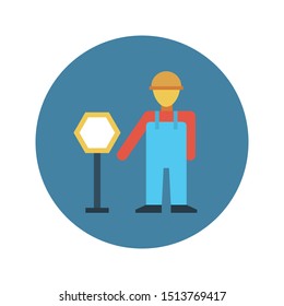 worker glyph flat vector icon