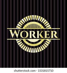 Worker golden emblem or badge. Vector Illustration. Detailed.