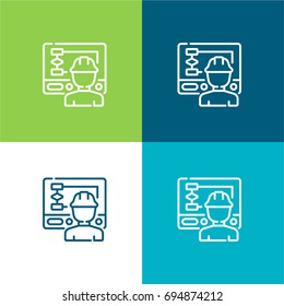 Worker green and blue material color minimal icon or logo design