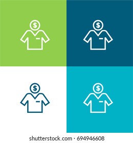 Worker green and blue material color minimal icon or logo design