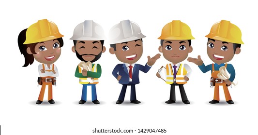 Worker group avatars characters - Vector.