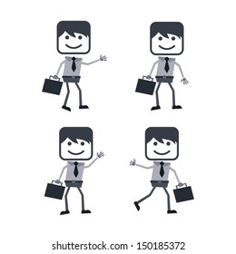 worker guy set with briefcase set