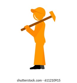 Worker with hammer - vector graphic