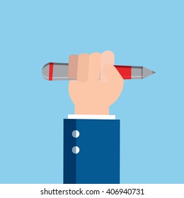 worker hand with pen
