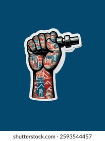 WORKER HAND TRUMP HAND VICTOR  sticker