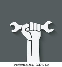 worker hand with wrench symbol - vector illustration. eps 10