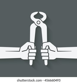 worker hands with pincers. vector illustration - eps 10