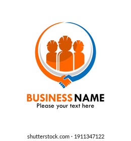 Worker with handshake logo template illustration.