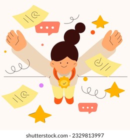 Trabajador feliz después de completar la ilustración del proyecto