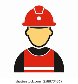 Worker with hard hat icon. Worker with hard hat vector icon on white background.