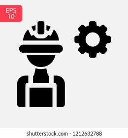 Worker with hard hat vector icon illustration isolated on white background