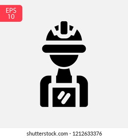 Worker with hard hat vector icon illustration isolated on white background