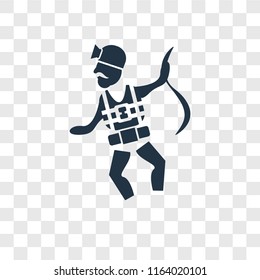 Worker with harness vector icon isolated on transparent background, Worker with harness logo concept
