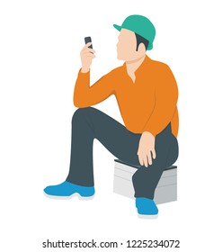 
A worker is having rest during work 

