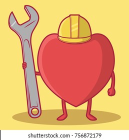 Worker Heart vector illustration. Personal Growth concept design