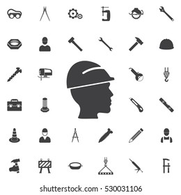  Worker with helm icon. Construction icons universal set for web and mobile