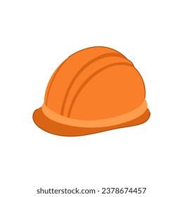 Arbeiterhelmbauer-Cartoon. Bausicherheit, Arbeitsindustrie, Maschinenbau-Helmbauzeichen. einzelne Vektorgrafik-Vektorgrafik