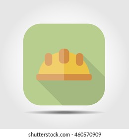 worker helmet flat icon with long shadow, vector illustration