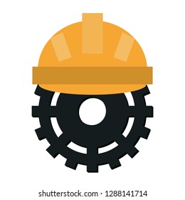 Worker helmet with gear