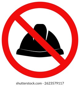 Worker Helmet Icon. Vector of a worker's safety helmet with a prohibition sign. Entry is prohibited for those not wearing safety helmets. Vector illustration design