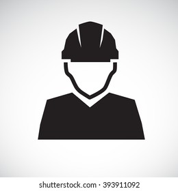 Worker, helmet, industry icon isolated on white background. Vector art.