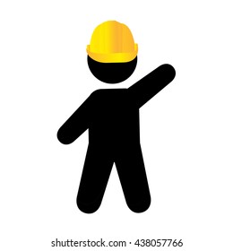 worker with helmet isolated flat  design 