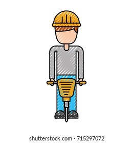 worker helmet jackhammer equipment construction