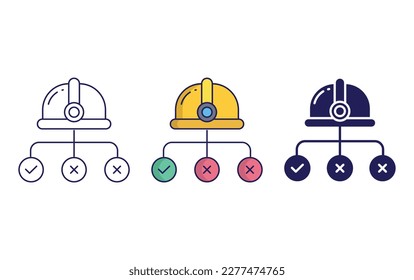 Worker Helmet outline and solid vector icon