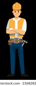 trabajador con casco y con herramienta de trabajo