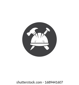 worker helmet wth hummer and nail  vector illustration design template