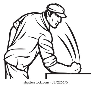worker hits his fist on the table 