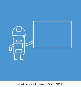 Worker holding a banner, vector illustration design. Construction characters collection.