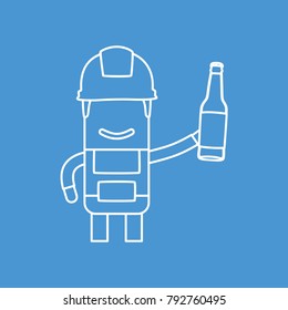 Worker holding a beer, vector illustration design. Construction characters collection.