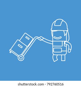 Worker holding a carriage, vector illustration design. Construction characters collection.