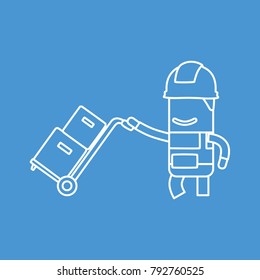Worker holding a carriage, vector illustration design. Construction characters collection.