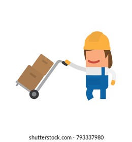 Worker holding a carriage, vector illustration design. Construction characters collection.