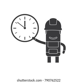 Worker holding a clock, vector illustration design. Construction characters collection.
