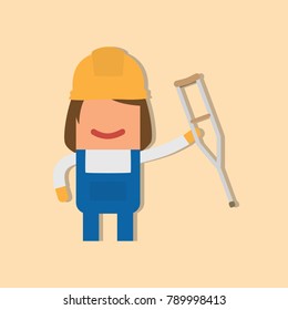 Worker holding a crutch, vector illustration design. Construction characters collection.