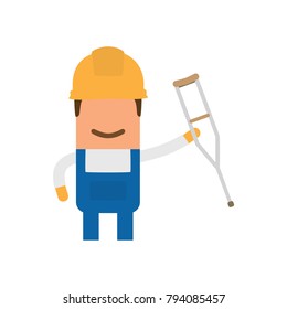 Worker holding a crutch, vector illustration design. Construction characters collection.