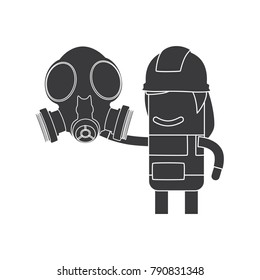 Worker holding a gas mask, vector illustration design. Construction characters collection.