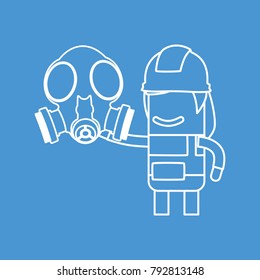 Worker holding a gas mask, vector illustration design. Construction characters collection.