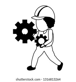 worker holding gears tool