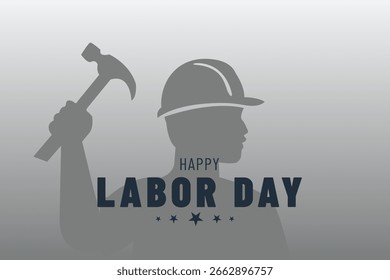 Worker holding hammer labor day design