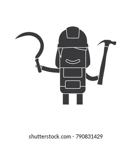 Worker holding a hammer and a sickle, vector illustration design. Construction characters collection.