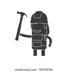 Worker holding a hammer, vector illustration design. Construction characters collection.