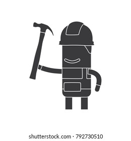Worker holding a hammer, vector illustration design. Construction characters collection.