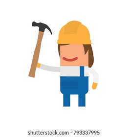 Worker holding a hammer, vector illustration design. Construction characters collection.