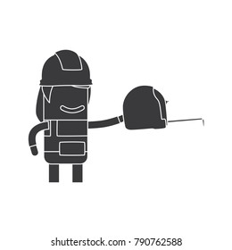 Worker holding a measuring tape, vector illustration design. Construction characters collection.